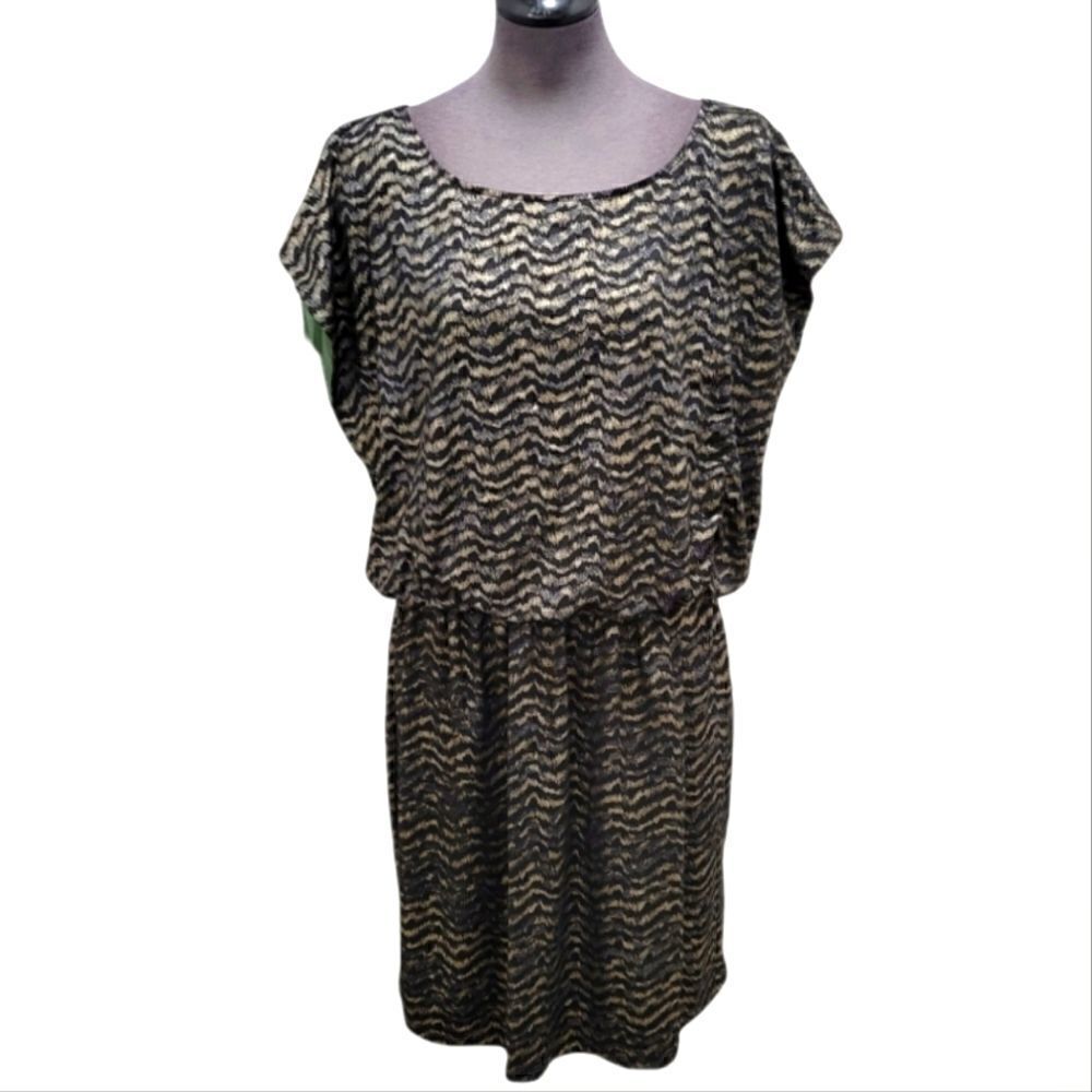 OLIVIA MATHEWS METALIC ANIMAL PRINT DRESS SZ. 14WP